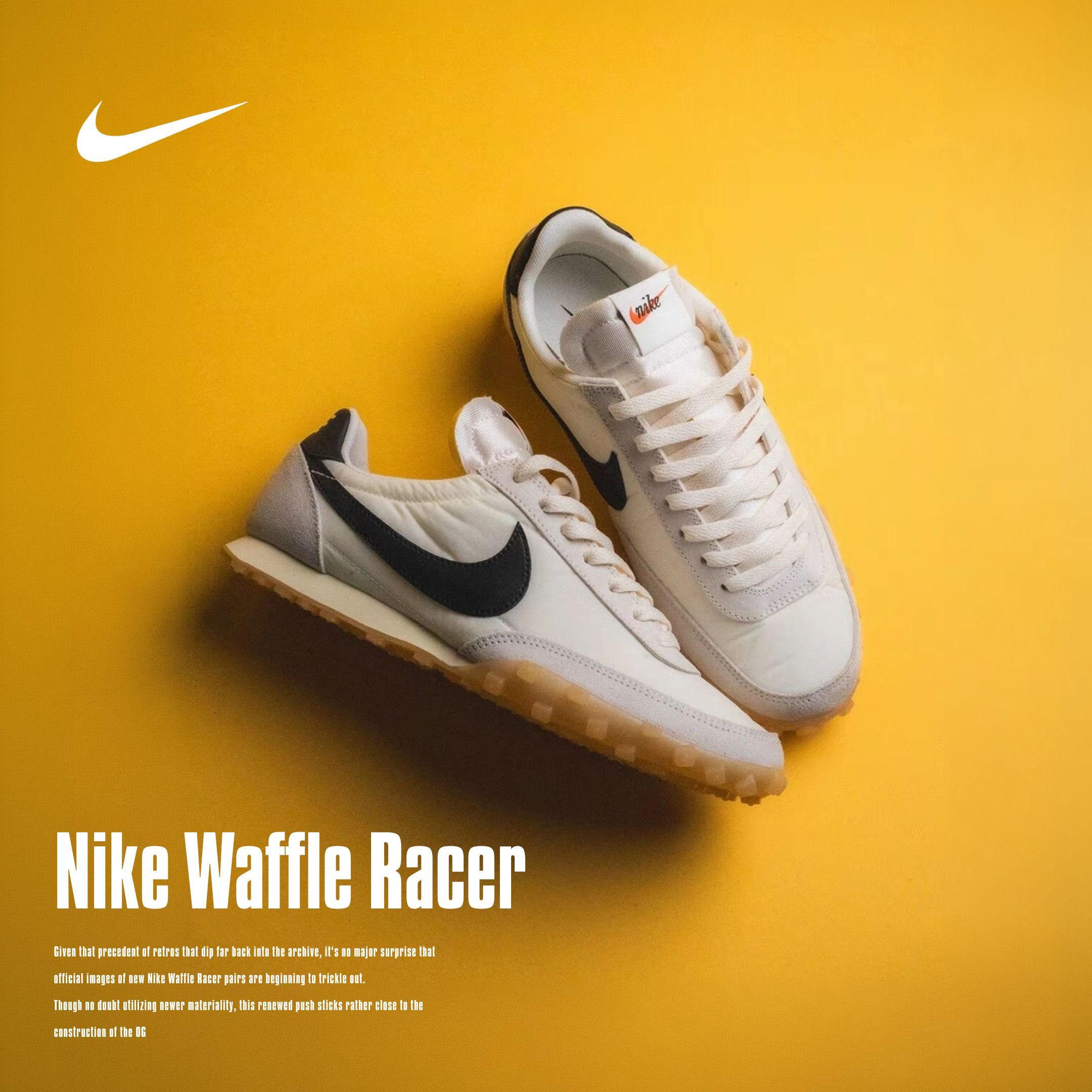 NICEDAY 代購 男款 Nike Waffle Racer 休閒 白黑 平底