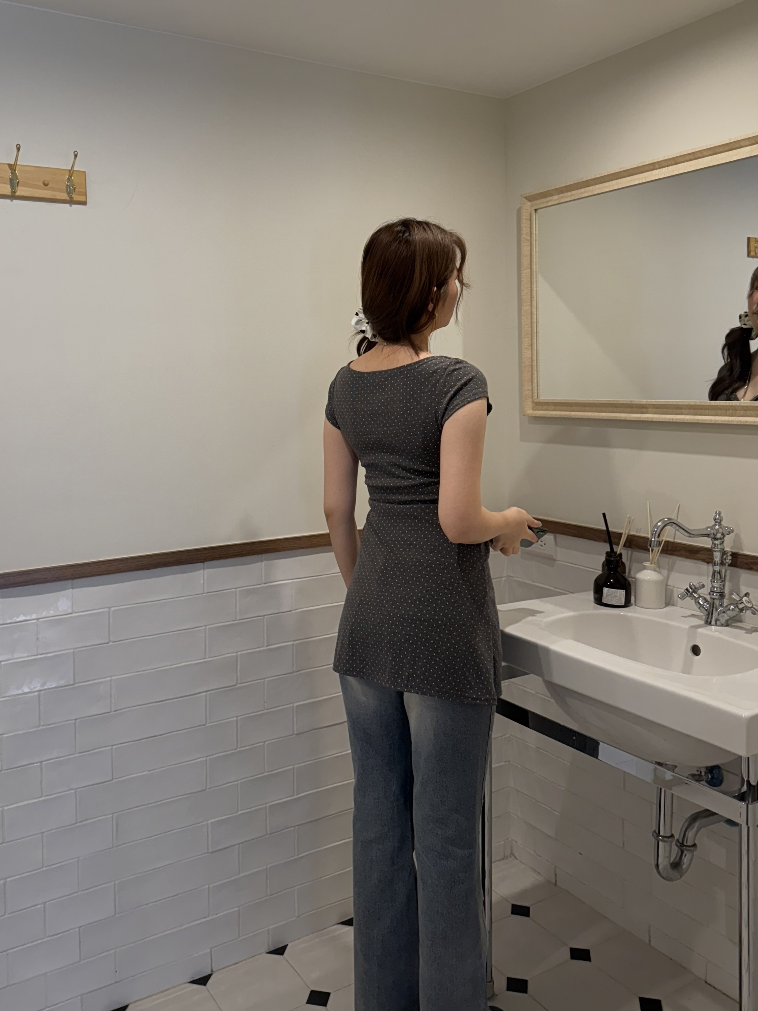 L017/復古牛仔 卯丁滾邊喇叭褲