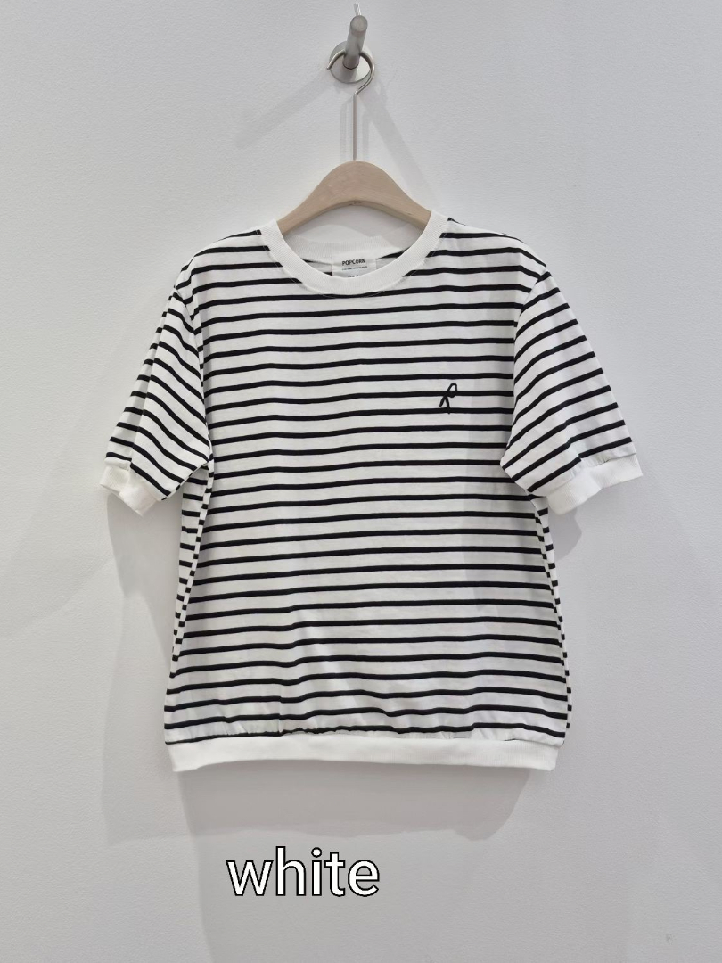 微寬鬆百搭基本款★法式條紋不貼身棉T