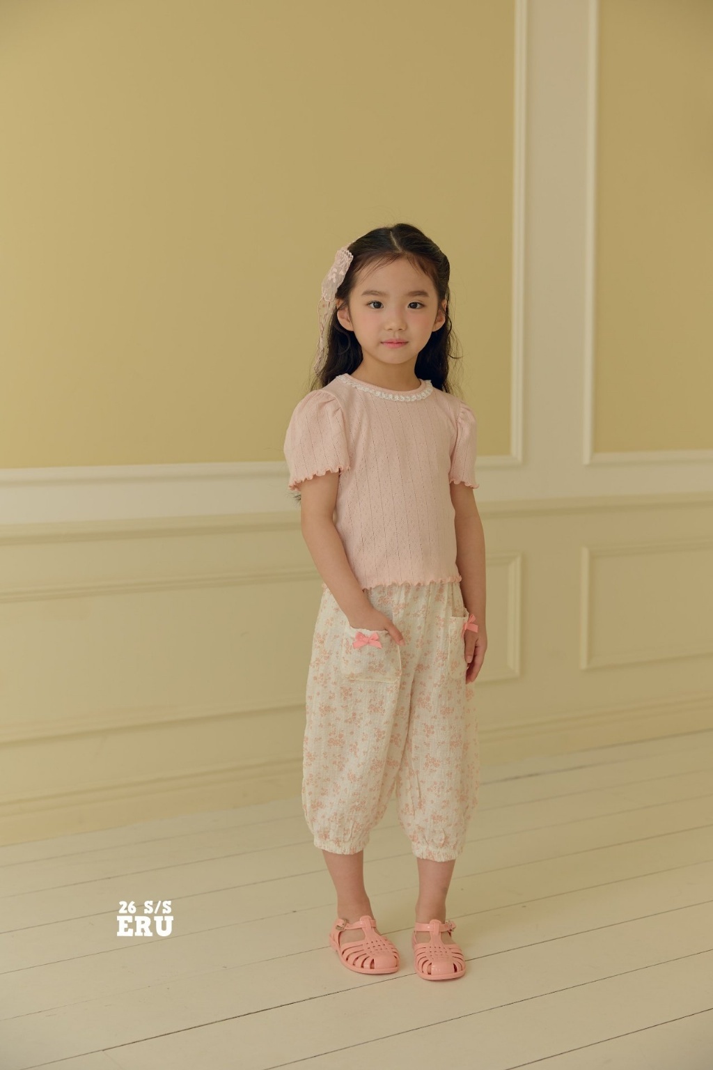 正韓夏Eru 蕾絲圓領捲捲上衣