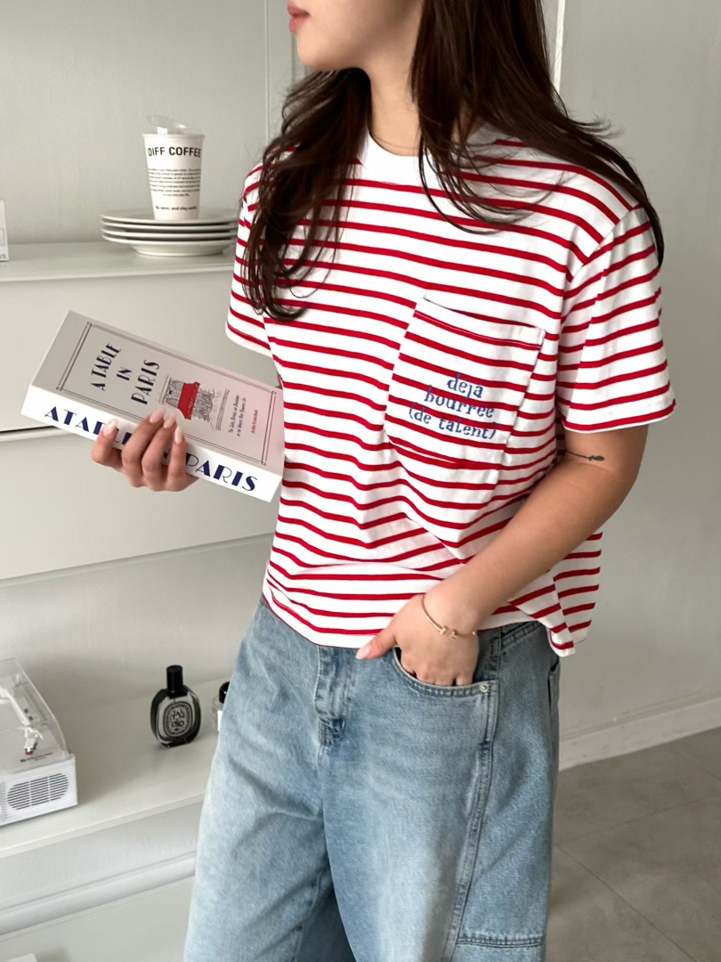 經典法式橫條紋★穿起來比例更好的舒適棉T