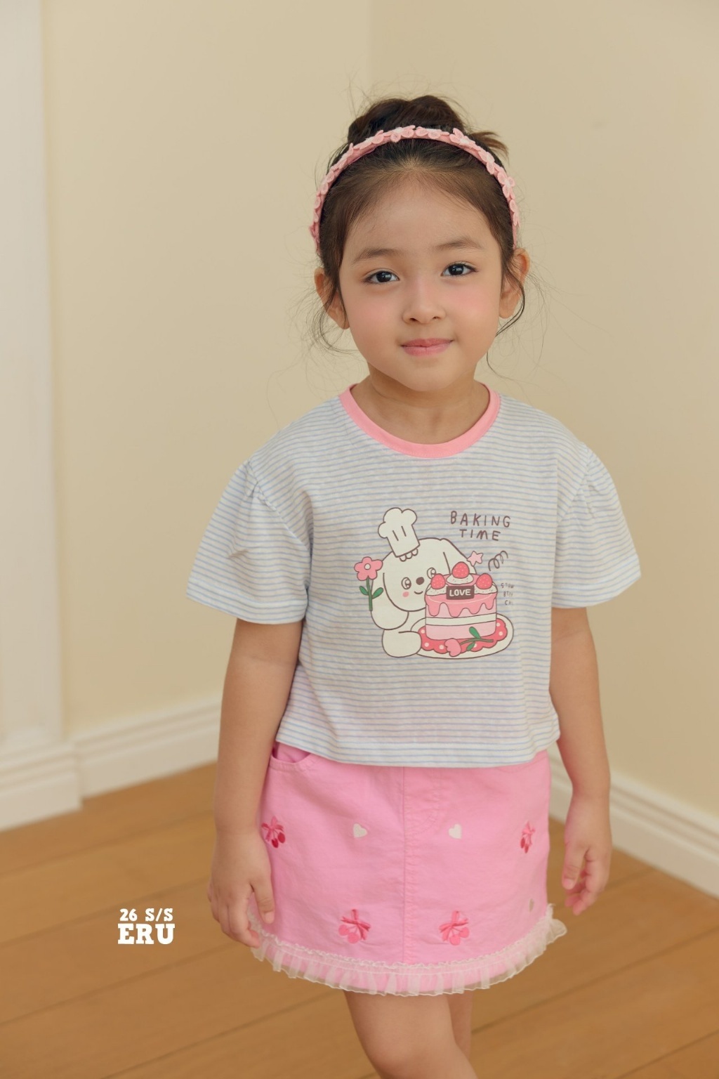正韓夏Eru 狗狗蛋糕條紋上衣