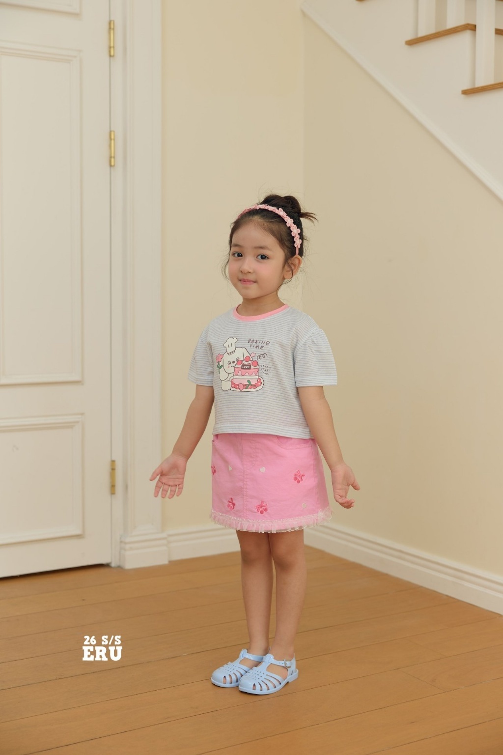 正韓夏Eru 狗狗蛋糕條紋上衣