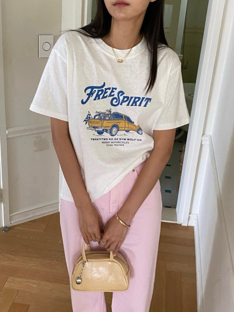 美式復古印花款｜FREE SPIRIT寬鬆短袖棉上衣