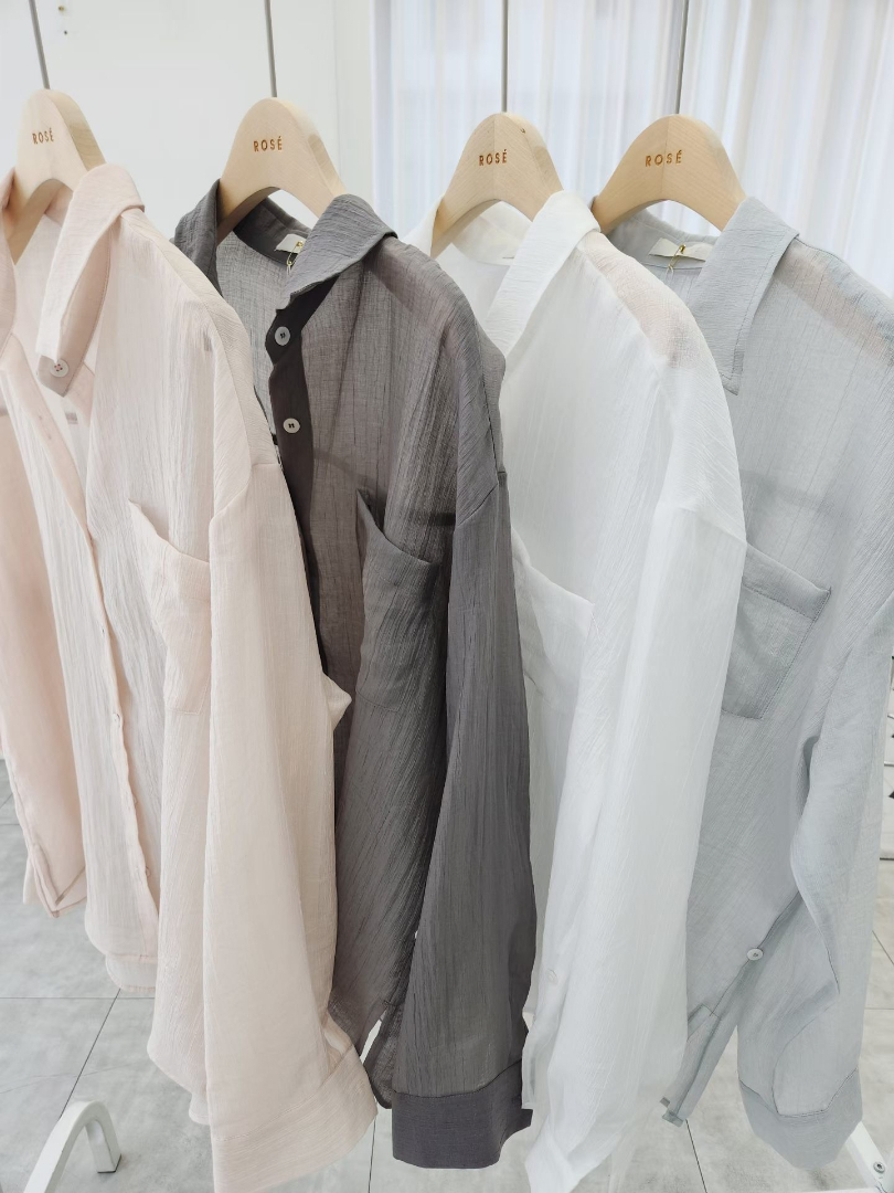 韓系玻璃紗透膚襯衫｜顯瘦氣質涼感防曬外搭罩衫