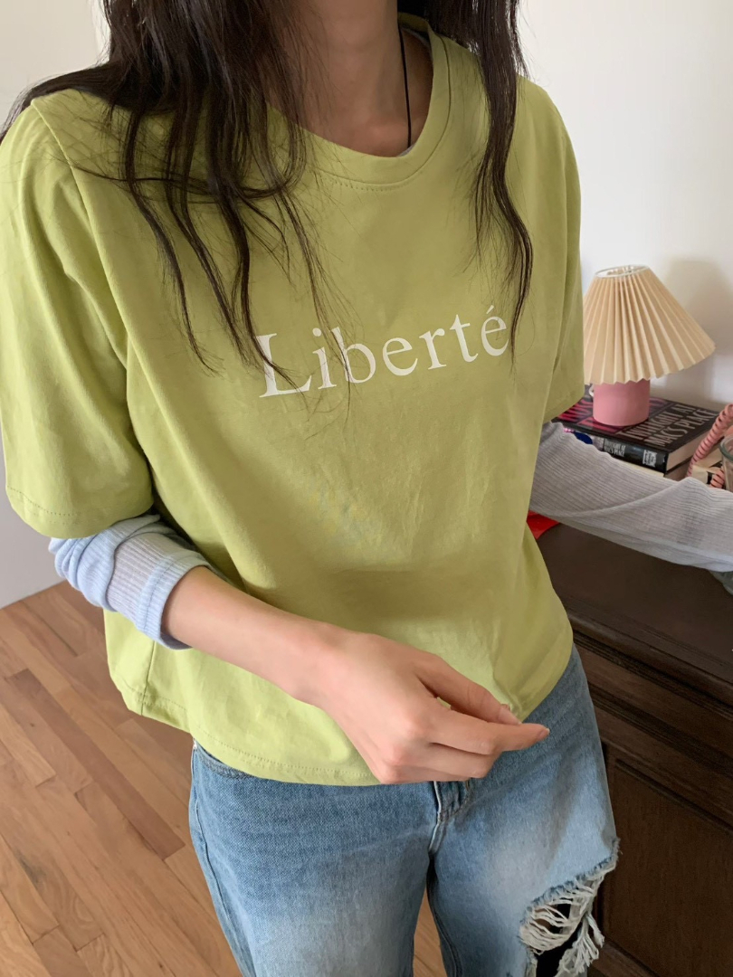 韓系Liberté字母短袖款｜法式極簡顯瘦涼感棉T