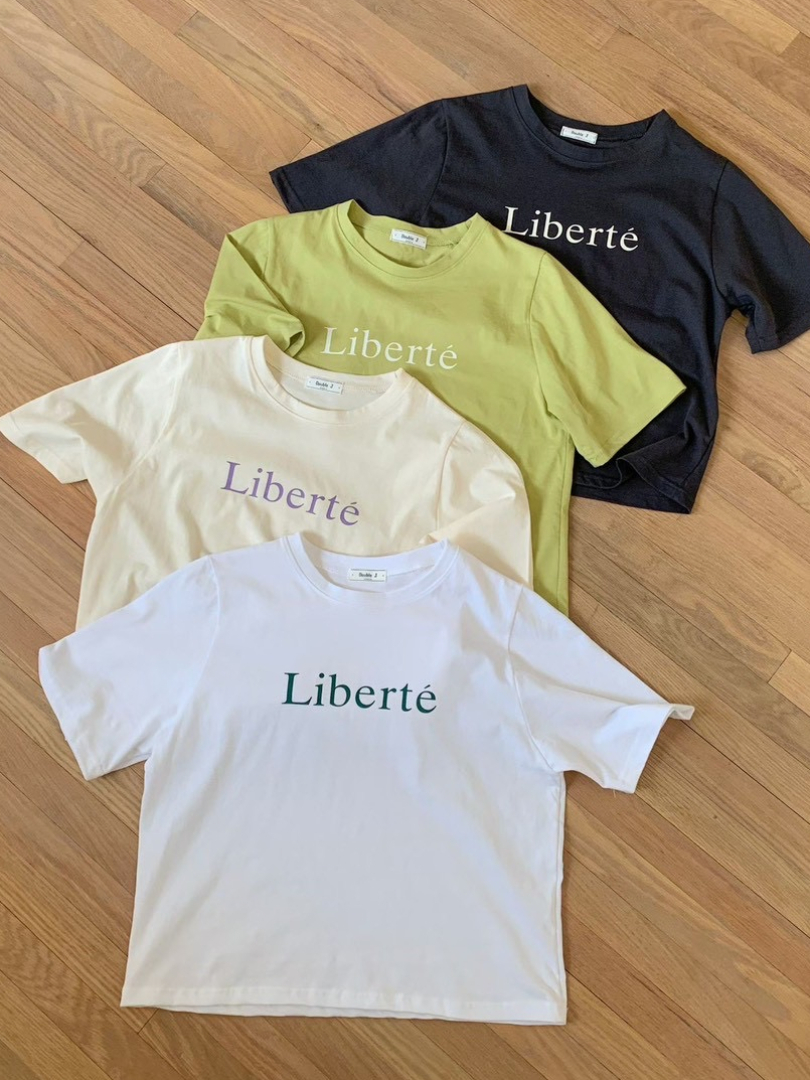 韓系Liberté字母短袖款｜法式極簡顯瘦涼感棉T