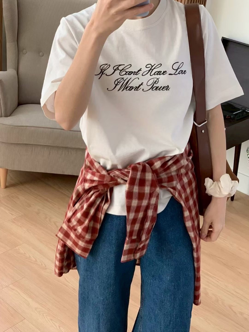 氣質極簡日常★韓系法式字母涼感棉T