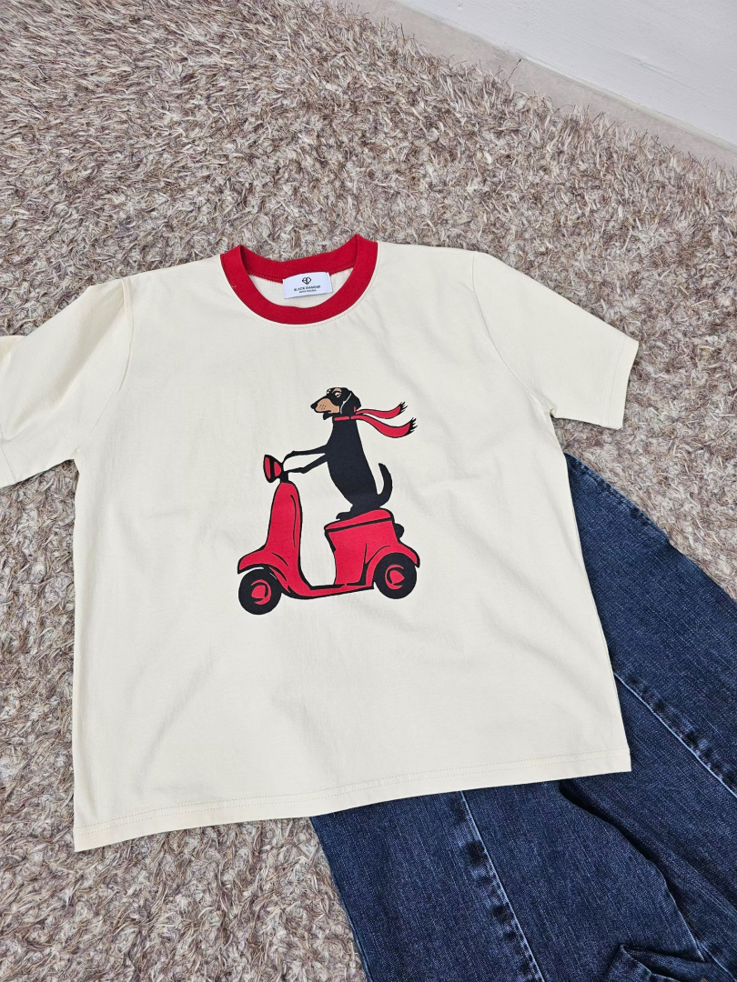 韓系撞色插畫系列｜可愛狗狗印花棉T