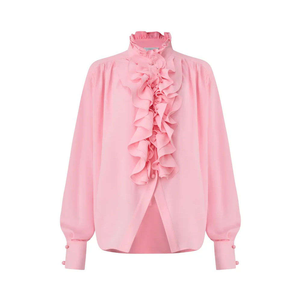1EA0408-133 [EDWARD ACHOUR] Ruffled Victorian Blouse Pink #100610/1030 (EU)
