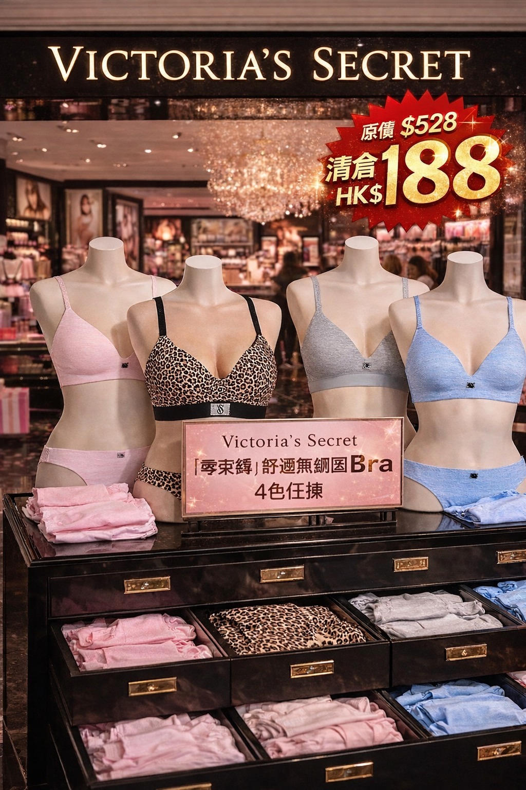 OBS400 Victoria’s Secret「零束縛」舒適無鋼圈Bra｜4色任揀