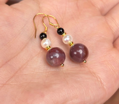 AB260403-G107-紫雲赤焰珍珠耳飾（一物一證書）（包龍虎山開光，需客戶留中文名，性別，出生年月日）(預計5月尾到貨)(只限尖沙咀門市自取不包郵)