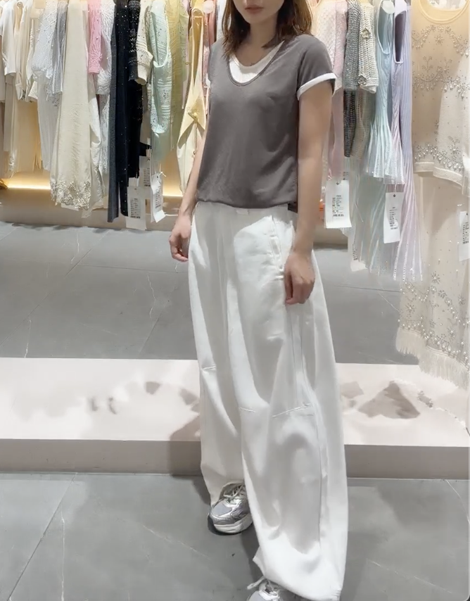 0403gz35-春季服飾-型格寬鬆闊腿白色牛仔褲(A35)