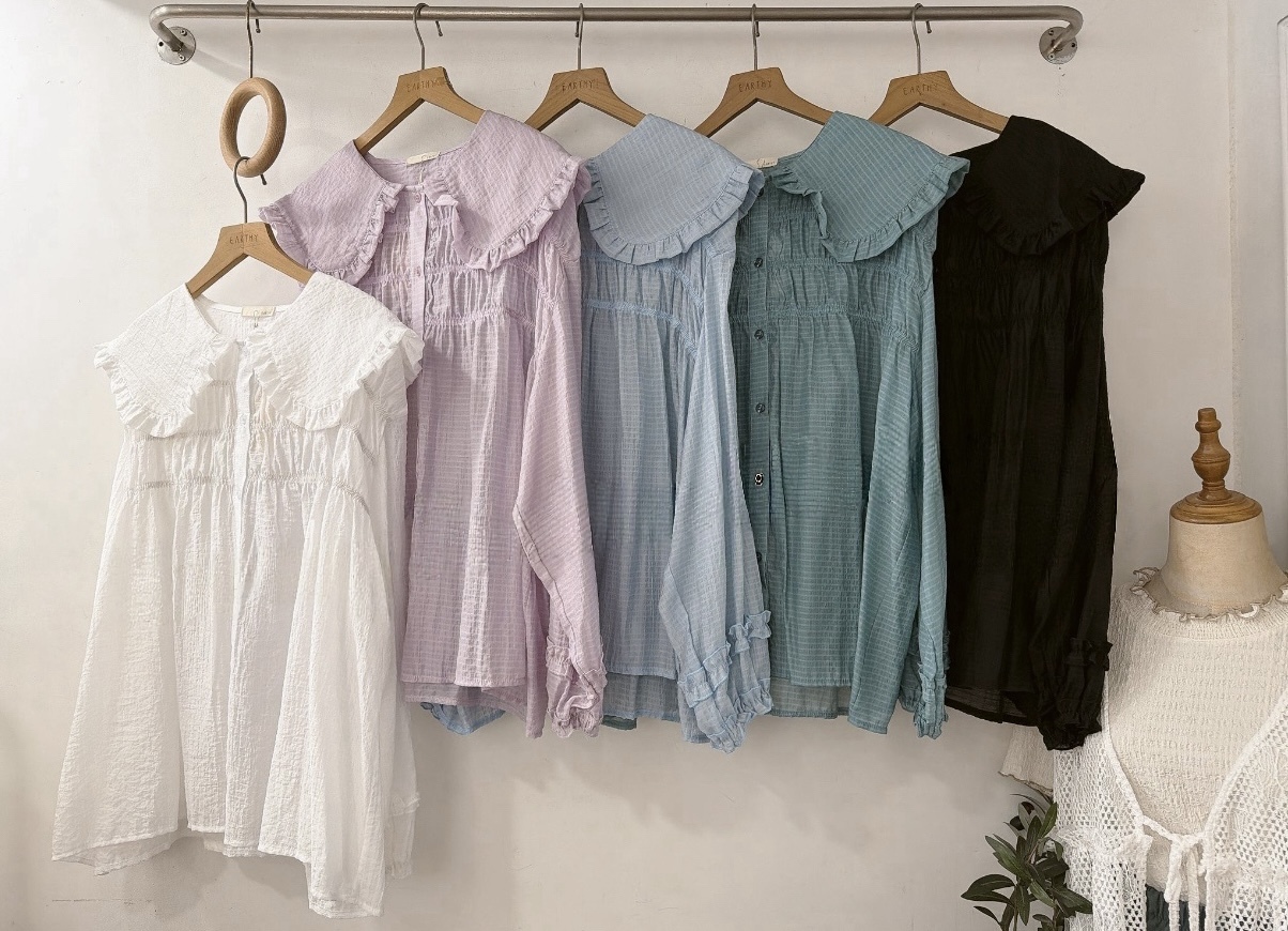 娃娃領半透花邊涼感Top🧸