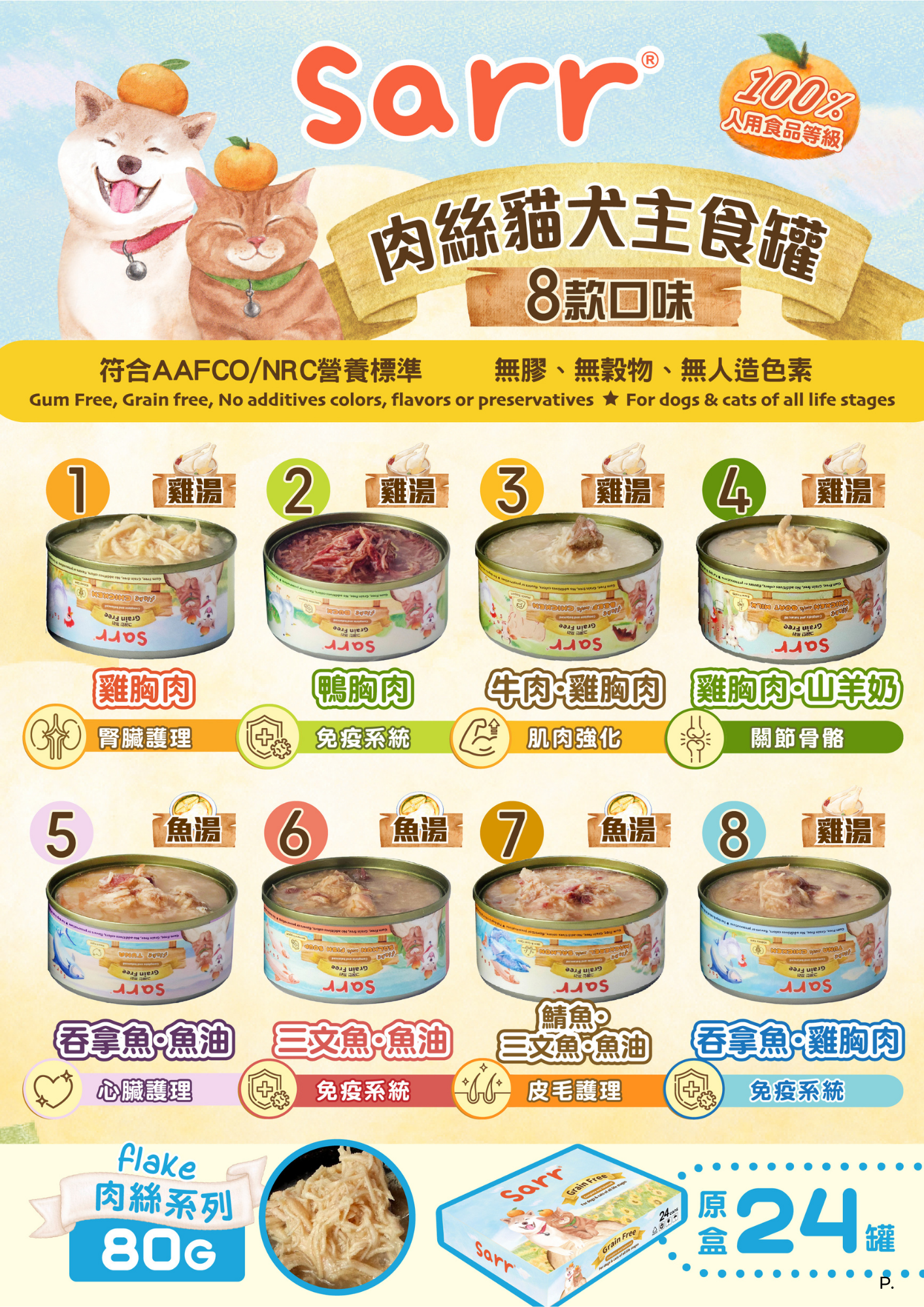 Sarr 營養機能肉絲主食罐 80g x 8罐試食裝 (平均口味)
