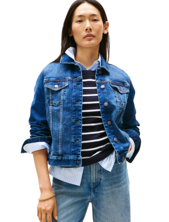 【Tommy Hilfiger USA】Slim Fit Dark Wash Stretch-Denim Jacket XW04244  藍