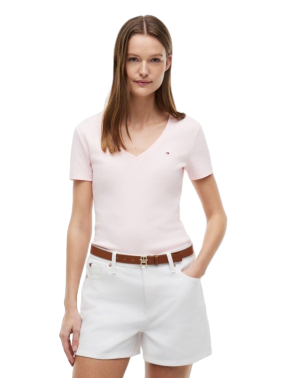 【Tommy Hilfiger USA】V-Neck Favorite T-Shirt 76J4871  粉