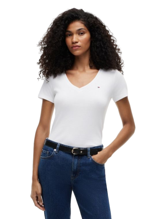 【Tommy Hilfiger USA】V-Neck Favorite T-Shirt 76J4871  白