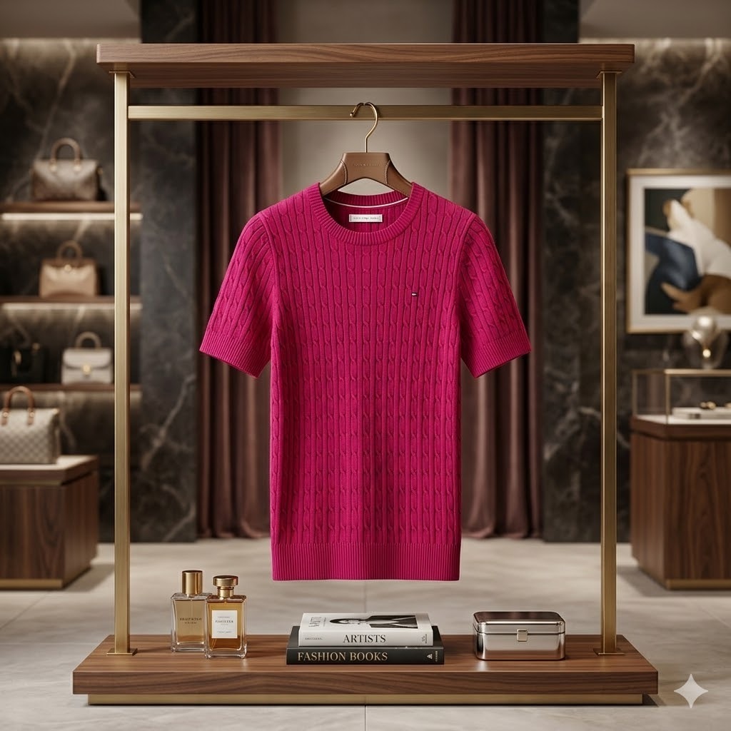 【預購】Tommy Hilfiger H040307 經典絞花編織短袖針織上衣