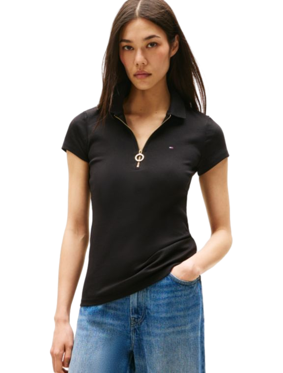 【Tommy Hilfiger USA】Slim Fit Zip Polo 76J1536  黑