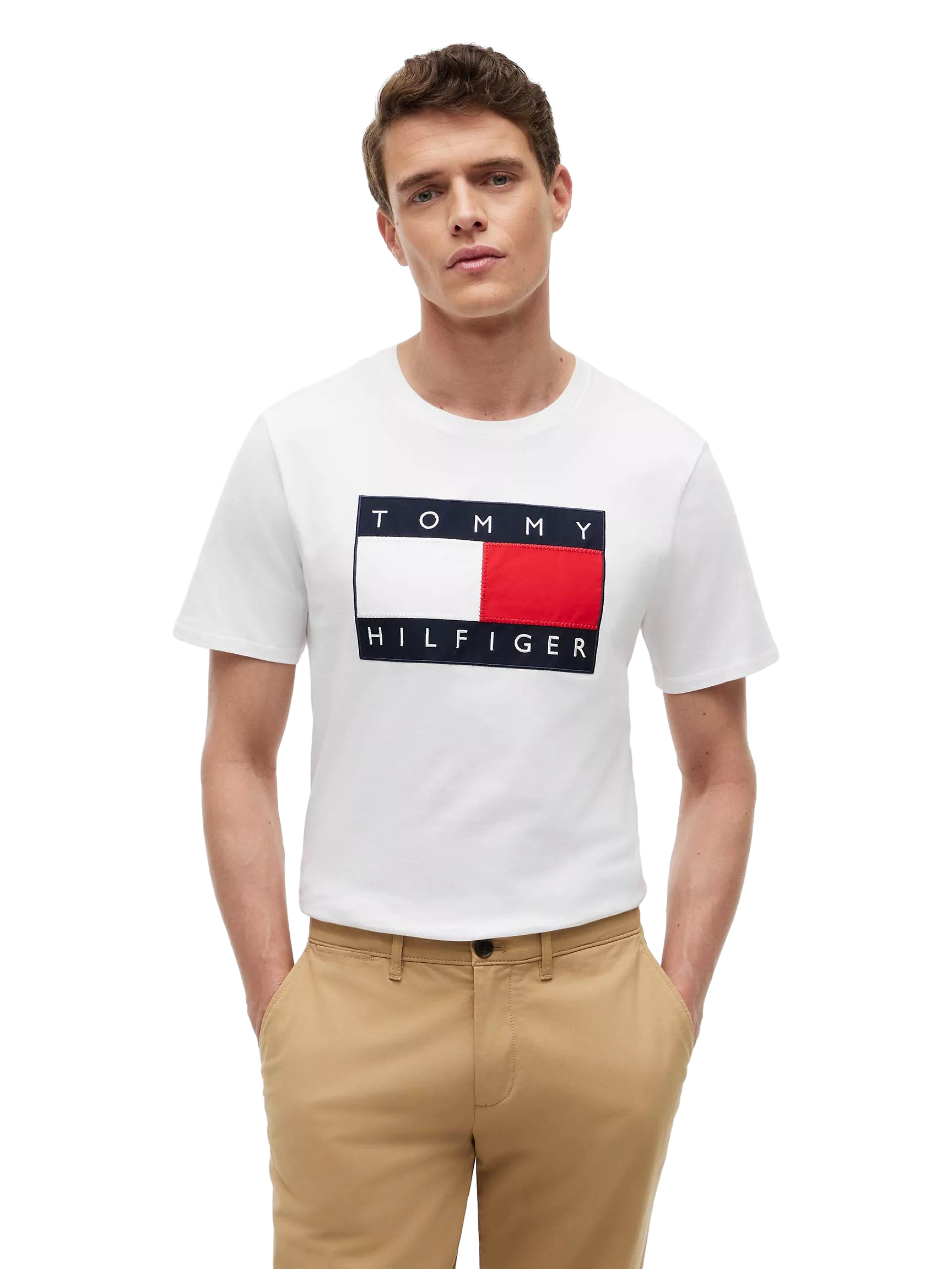 【Tommy Hilfiger USA】Big Flag Logo T-Shirt XM07429  白
