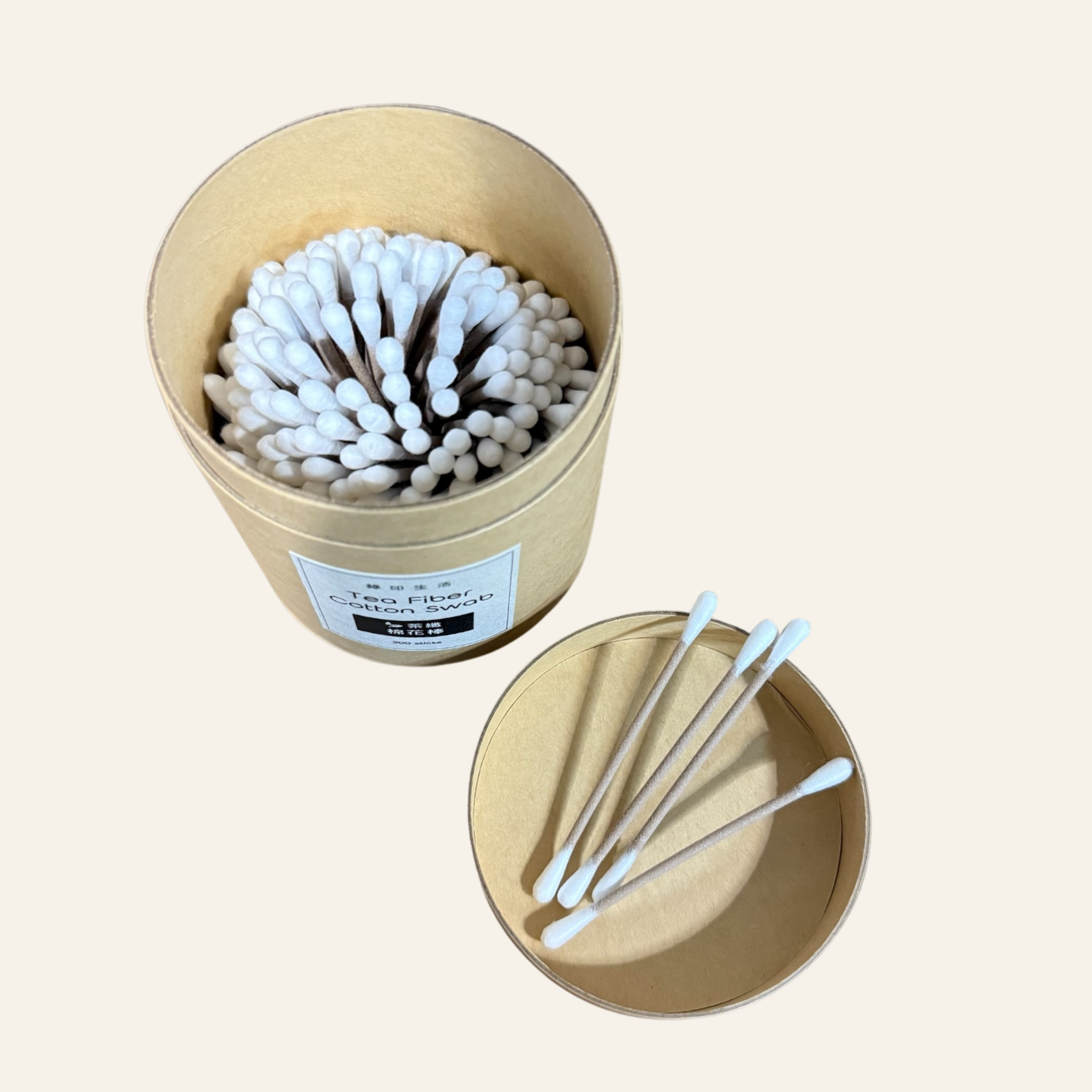 （定期購）【綠印生活】茶纖維棉花棒 200支/盒｜超強韌性 · 永續潔淨