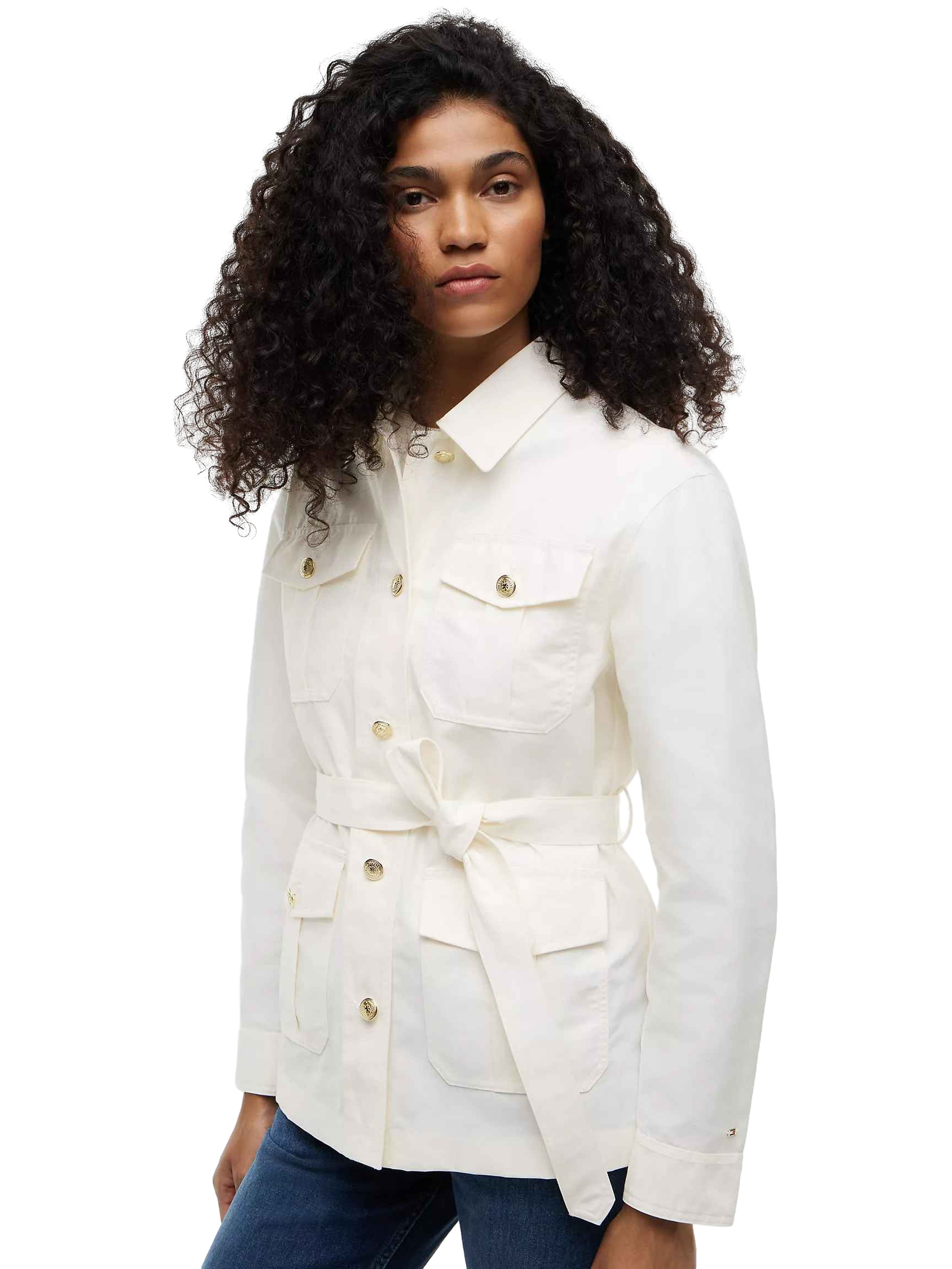 【Tommy Hilfiger USA】Water-Resistant Belted Utility Jacket XW08088  白