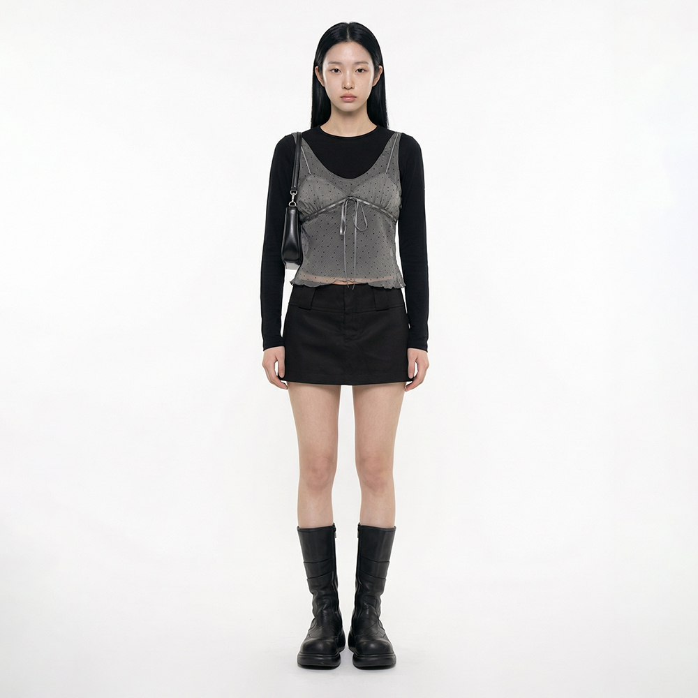 圓點綁繩透視背心(in stock)