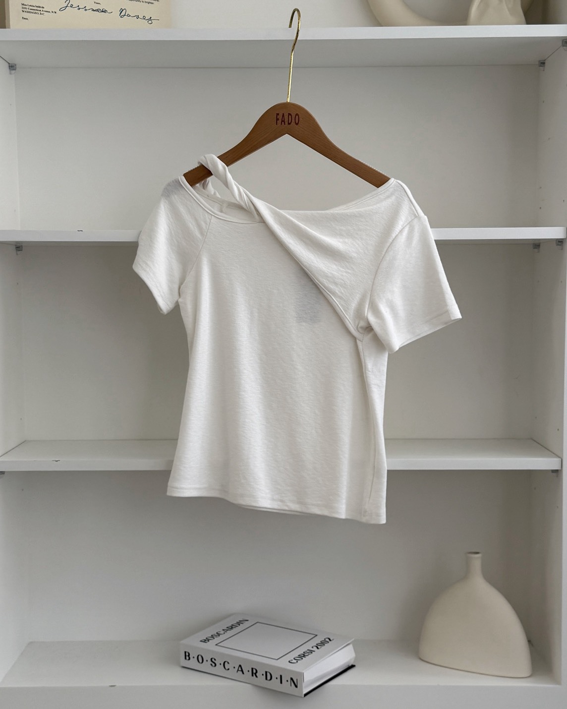 法朵Fado shop｜扭結斜肩顯瘦棉T 0215082 三色