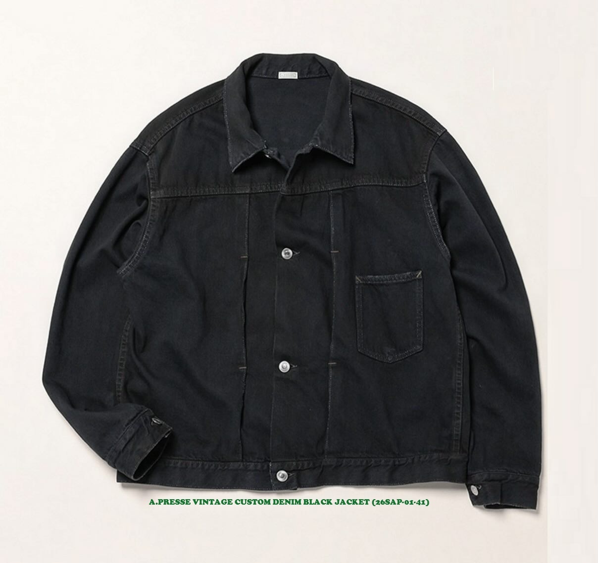 A.PRESSE 2026 VINTAGE CUSTOM DENIM BLACK JACKET (26SAP-01-41) - PRE ORDER ITEM (預訂中)