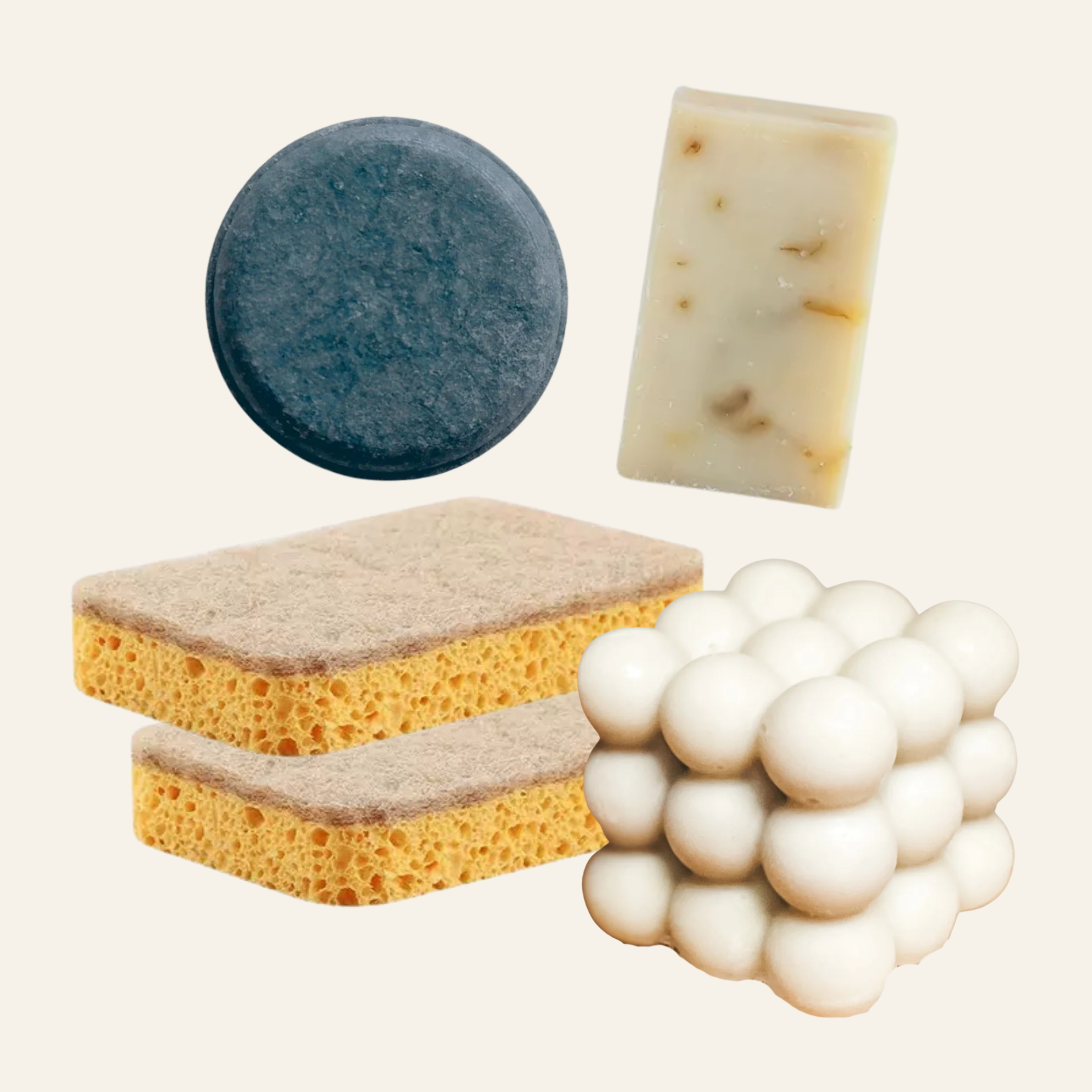 （定期購）一人生活剛剛好組｜島女洗髮餅x1、Cloee好好皂x1、劍麻菜瓜布x2、玉珠家事皂x1