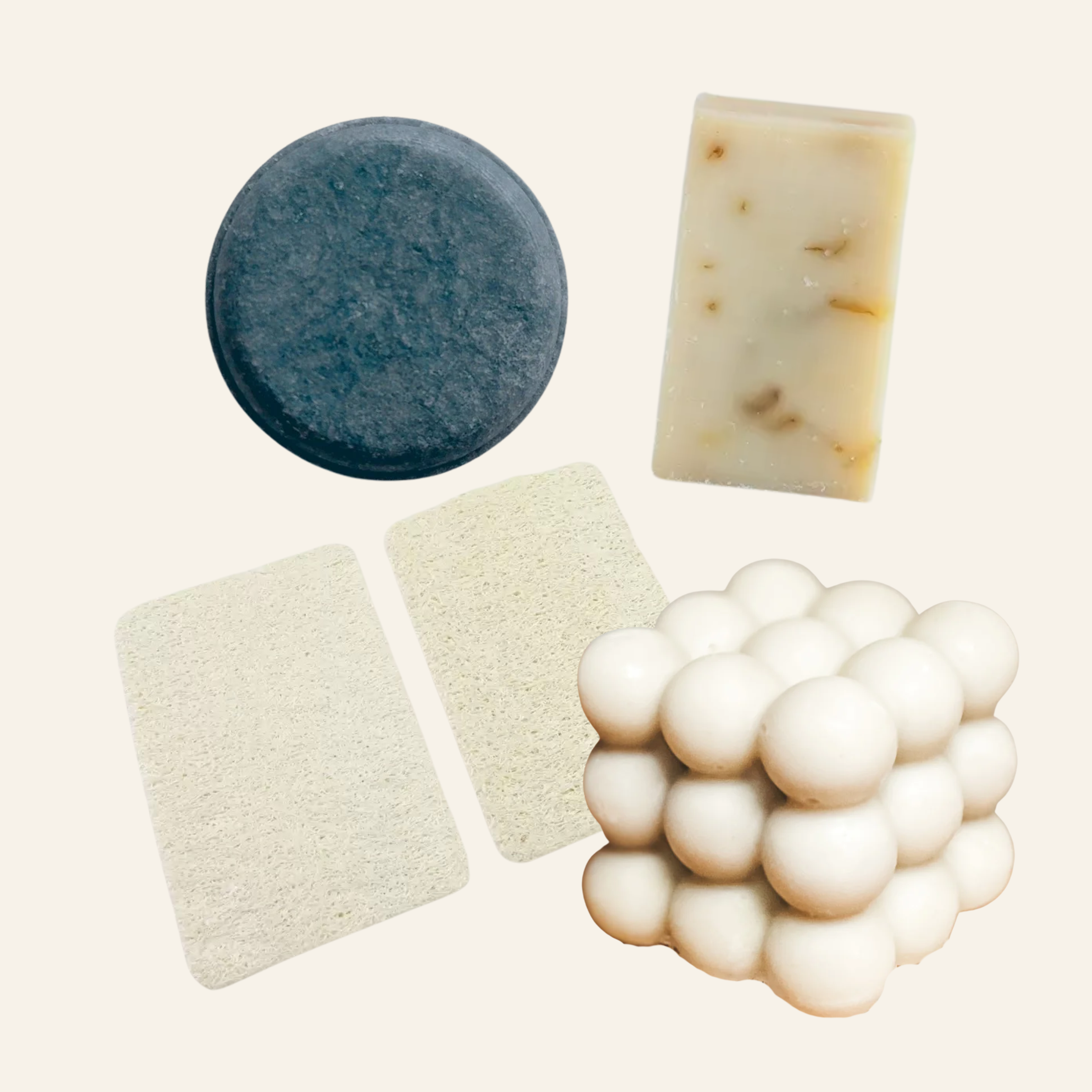 （定期購）一人生活剛剛好組｜島女洗髮餅x1、Cloee好好皂x1、絲瓜絡菜瓜布x2、玉珠家事皂x1