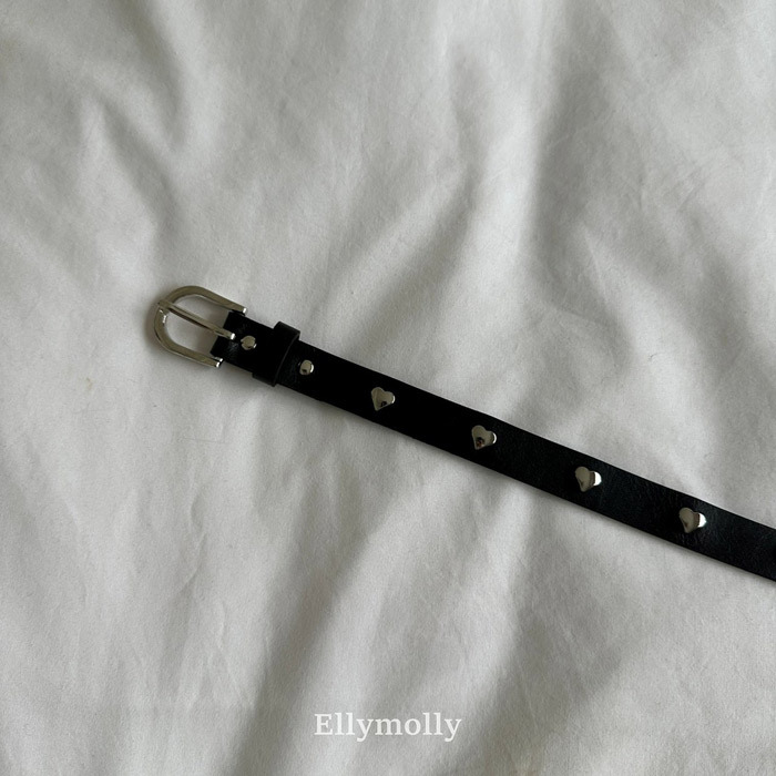 正韓夏ellymolly 愛心造型黑色皮帶