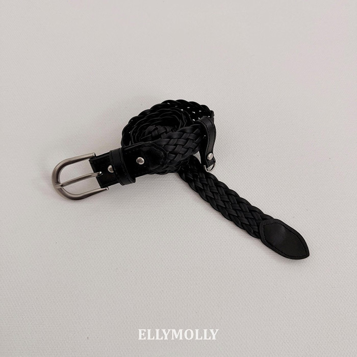 正韓夏ellymolly 編織造型黑色皮帶