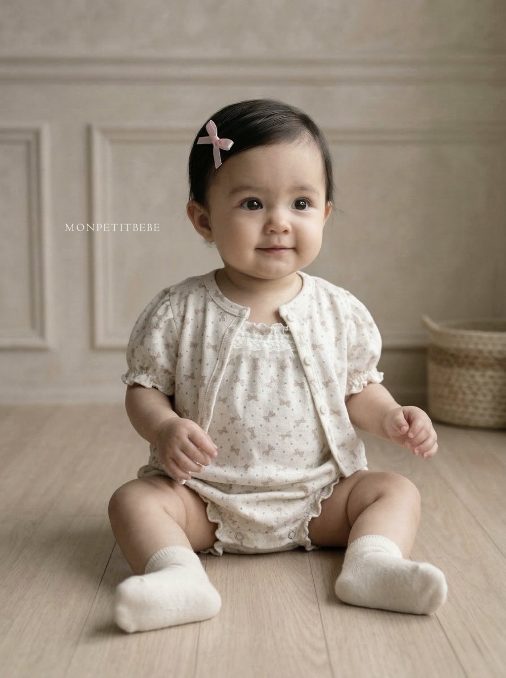 正韓夏Monpetitbebe 嫩嬰蝴蝶結點點外套