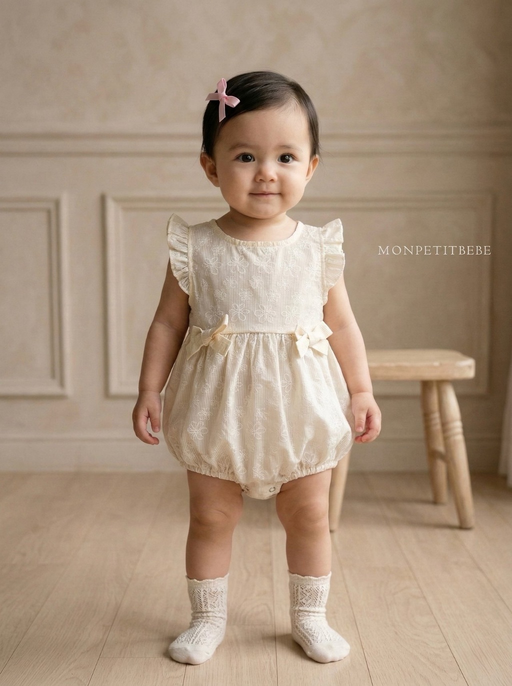 正韓夏Monpetitbebe 嫩嬰蝴蝶結大花花包屁衣