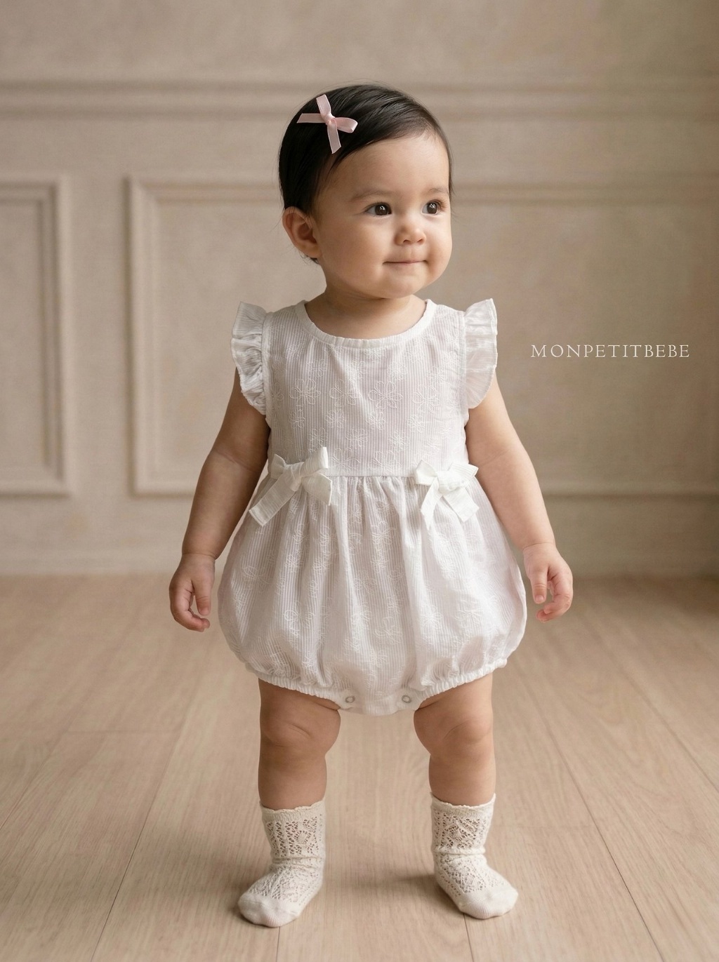 正韓夏Monpetitbebe 嫩嬰蝴蝶結大花花包屁衣