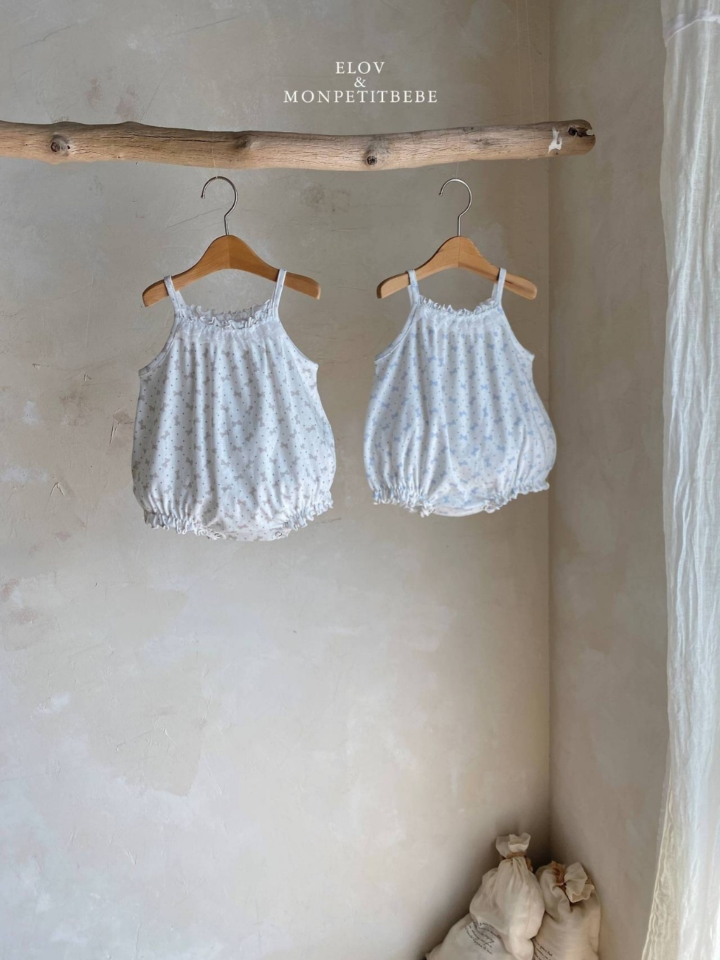 正韓夏Monpetitbebe 嫩嬰蝴蝶結點點吊帶包屁衣