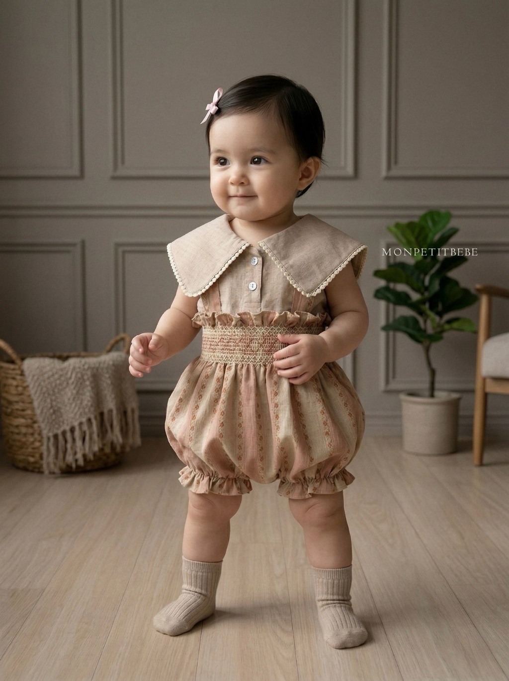 正韓夏Monpetitbebe 嫩嬰吊帶花花包屁衣