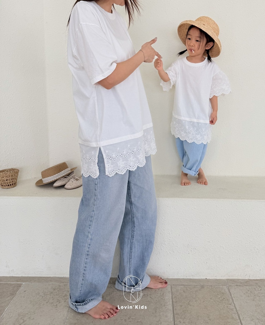 正韓夏LoVin 親子裝_蕾絲拼接上衣