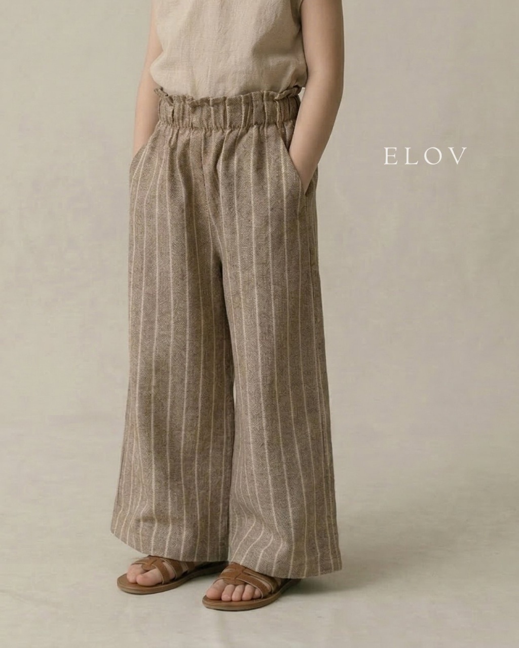 正韓夏Monpetitbebe 小童花苞直條長褲