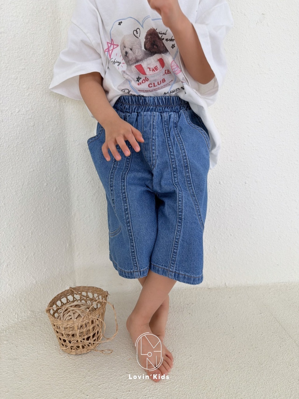 正韓夏LoVin 兩色原色七分牛仔褲