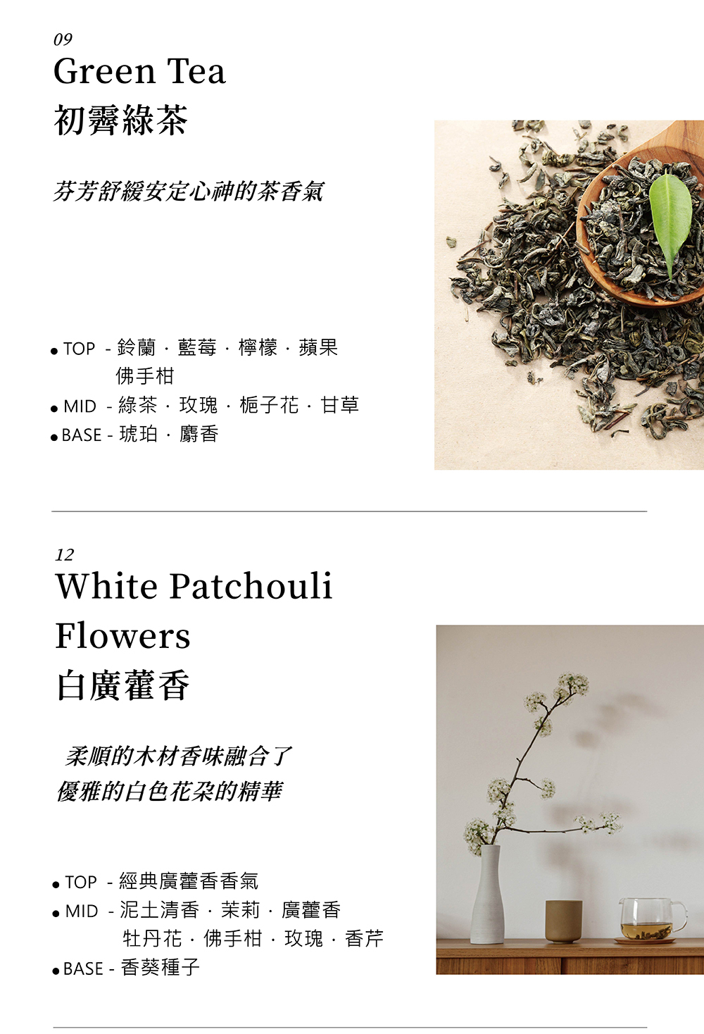 初霽綠茶噴霧香氣描述,白廣藿香噴霧香氣描述