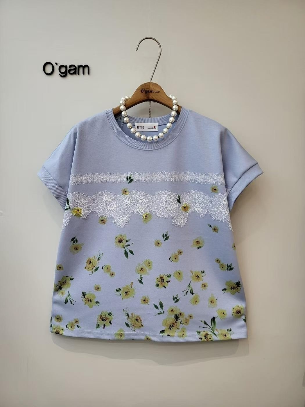 韓國高質拼lace top ～156C