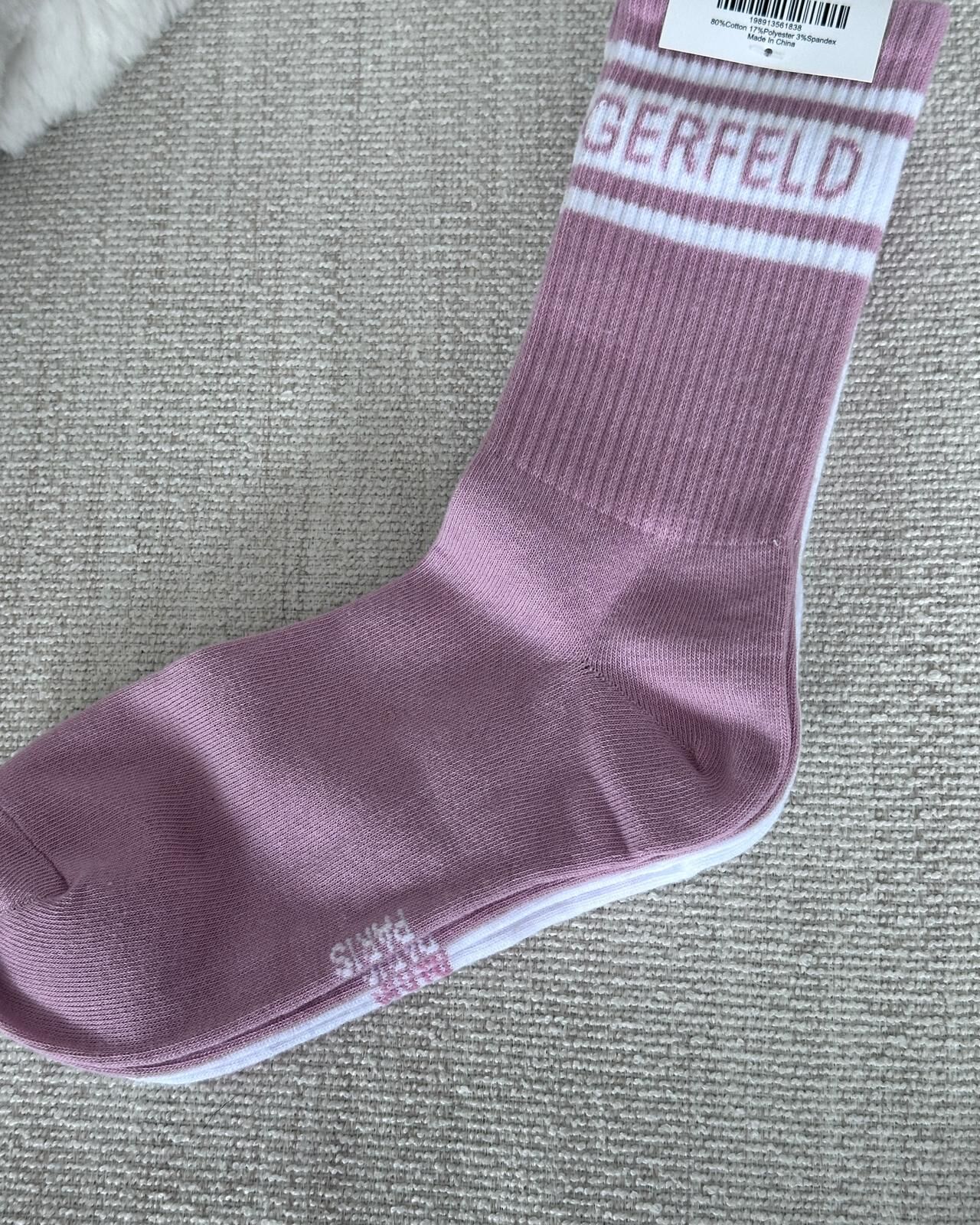 RY08 KL logo中長襪 US5-10 (灰粉色x1對+白色x1對)