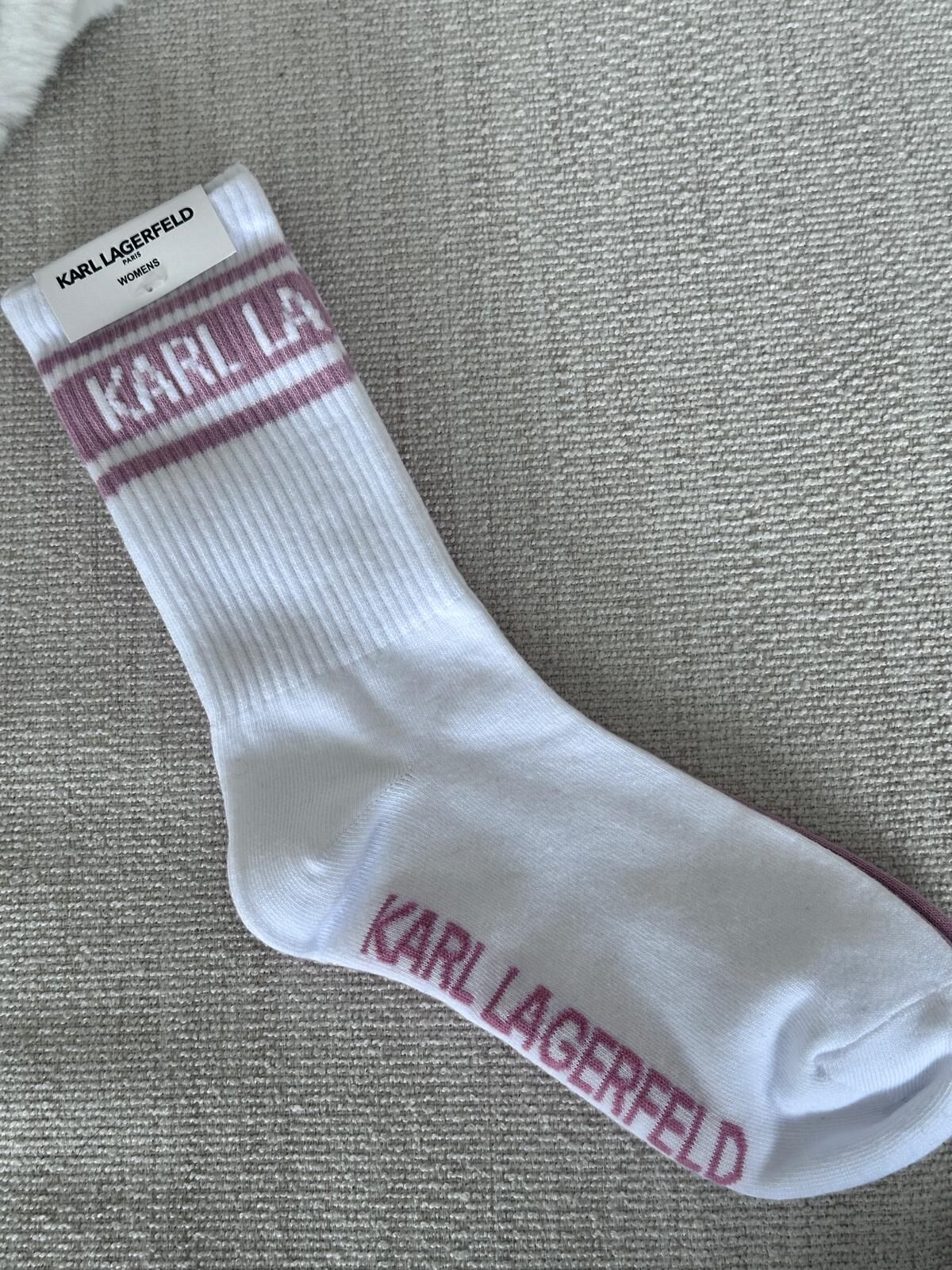 RY08 KL logo中長襪 US5-10 (灰粉色x1對+白色x1對)
