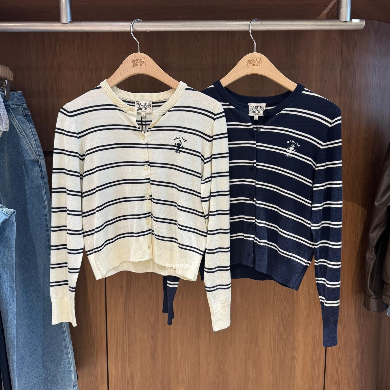 [11/4前入code每件最高可再-$20] MARITHE FRANCOIS GIRBAUD (MFG)｜W STRIPE KNIT CARDIGAN [2 colors]