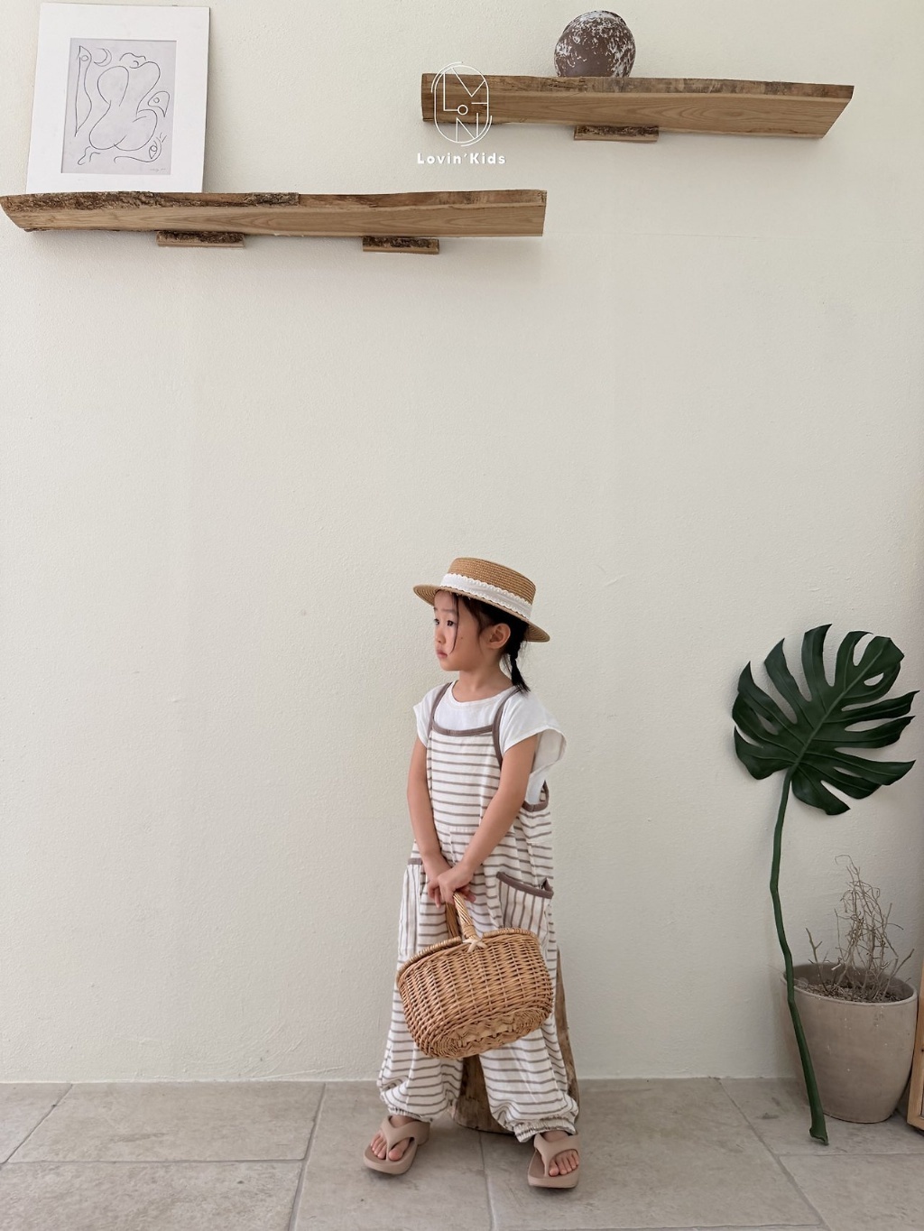 正韓夏LoVin 兩色純棉條紋連身褲