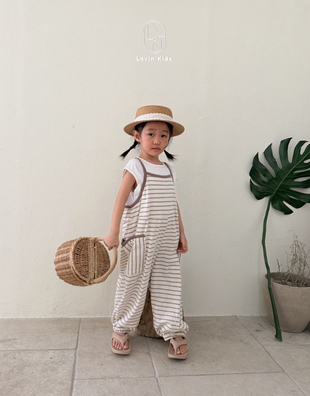 正韓夏LoVin 兩色純棉條紋連身褲