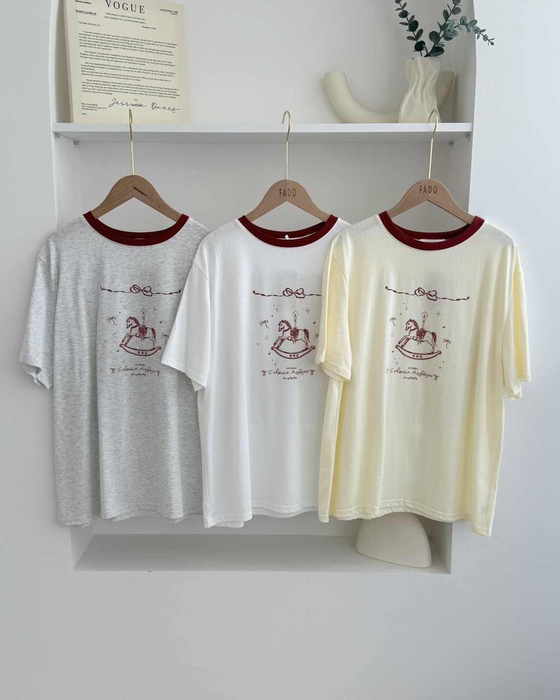 法朵Fado shop｜可愛木馬撞色短T0215006 三色